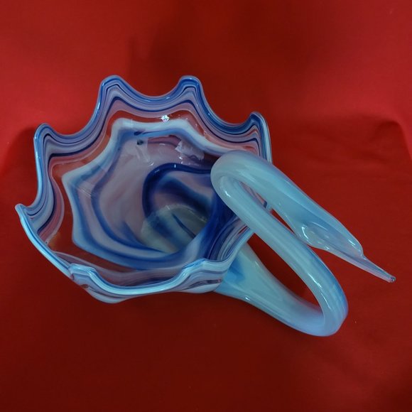 Mid Century Marble Swirl Swan Vase Large Bowl Planter Centerpiece - Picture 12 of 12